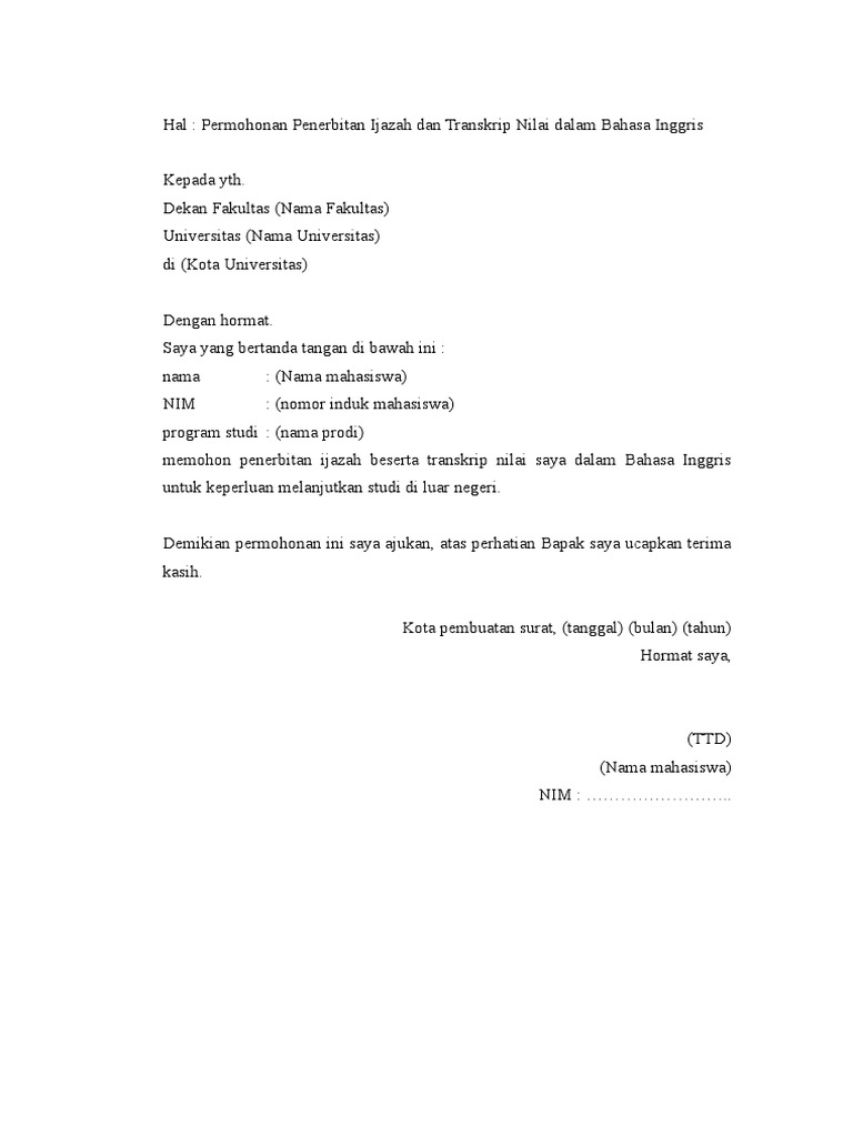 Detail Surat Permohonan In English Nomer 3
