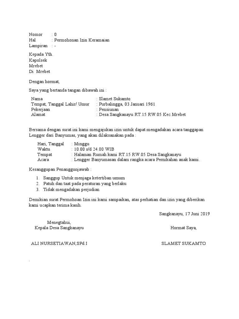 Detail Surat Permohonan Izin Keramaian Nomer 10