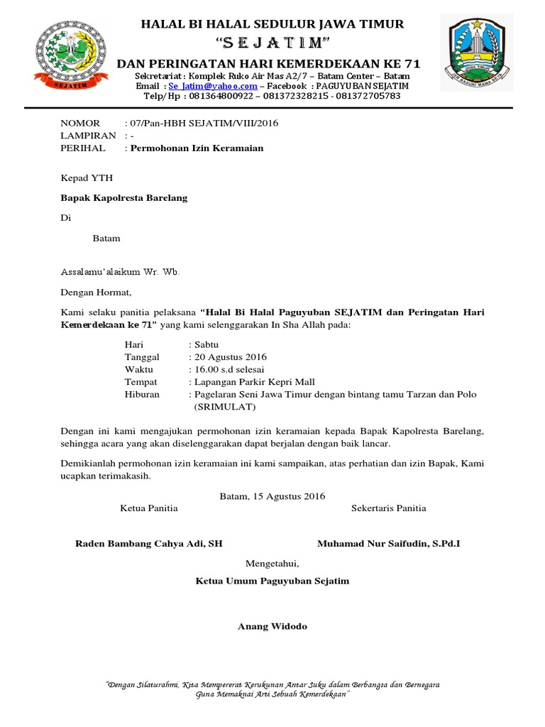 Detail Surat Permohonan Izin Keramaian Nomer 8