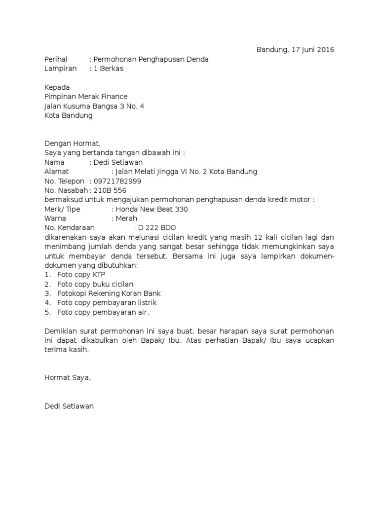 Detail Surat Permohonan Keringanan Denda Nomer 2