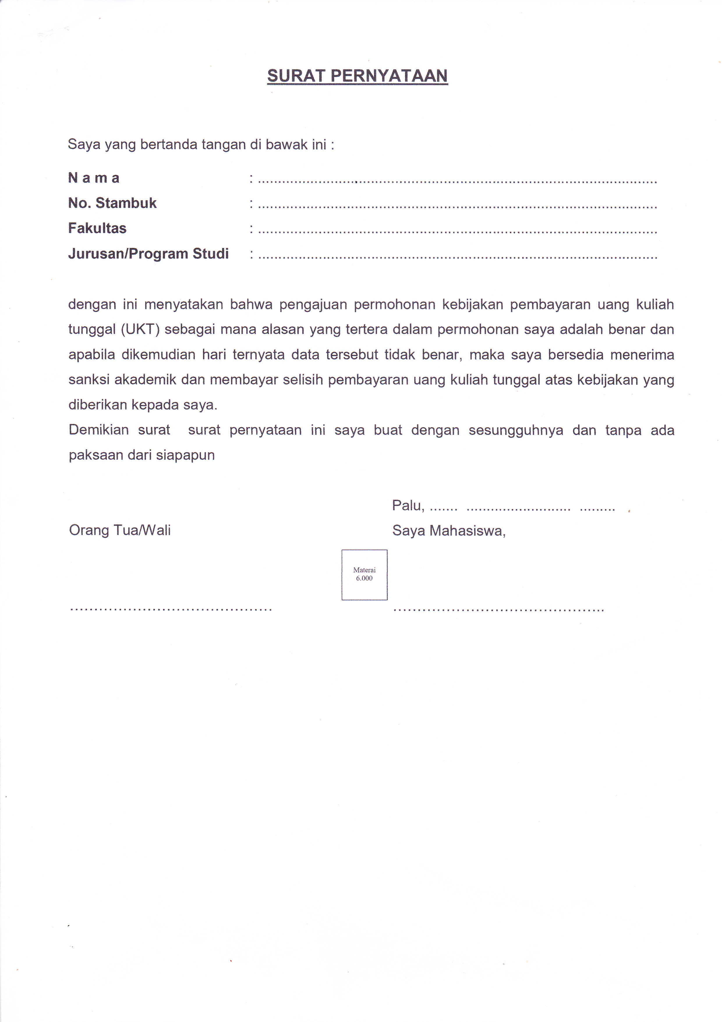 Detail Surat Permohonan Keringanan Ukt Nomer 10