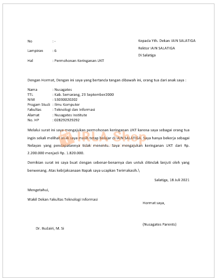 Detail Surat Permohonan Keringanan Ukt Nomer 21