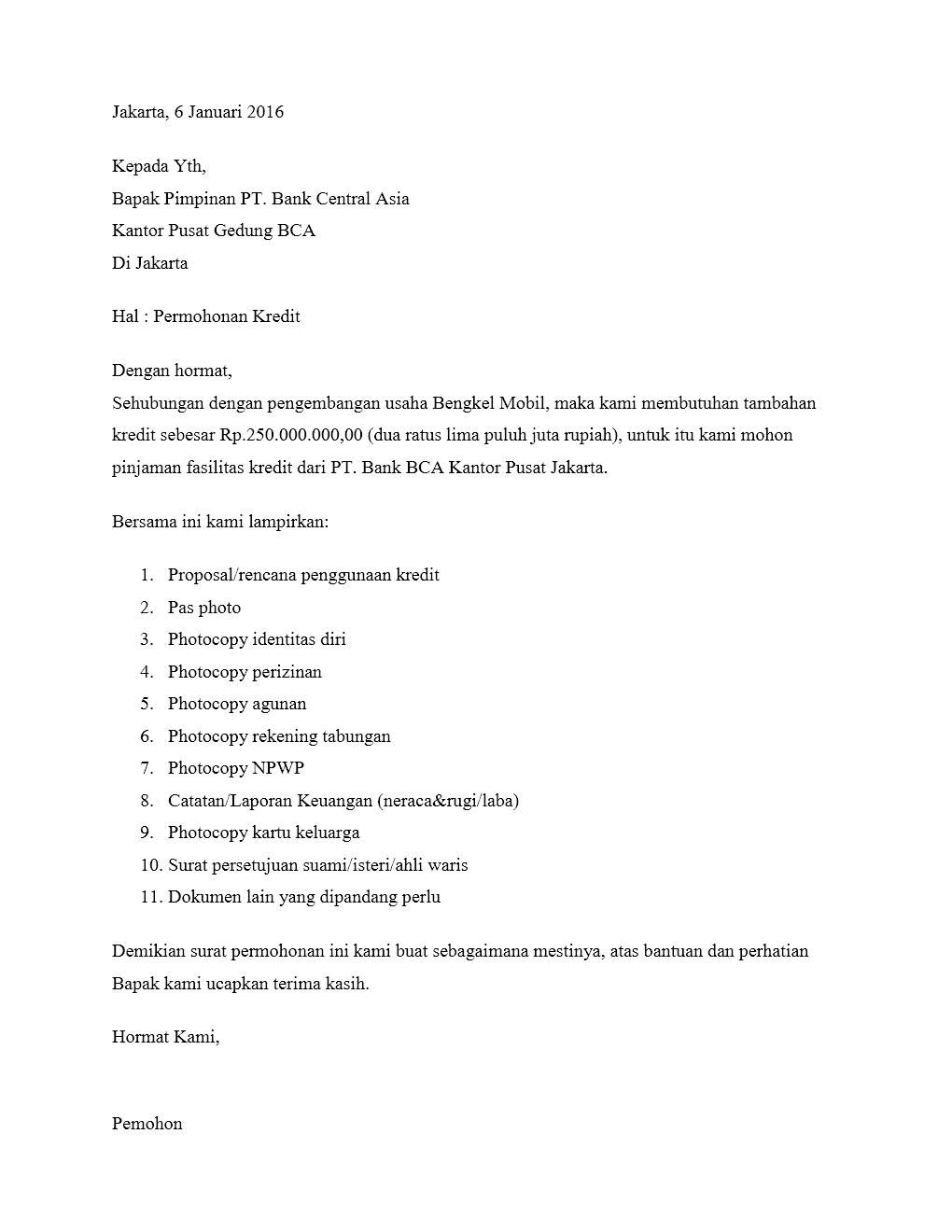 Surat Permohonan Kredit Bank Bni - KibrisPDR