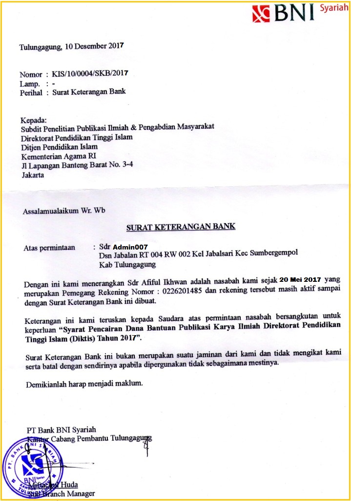 Detail Surat Permohonan Kredit Bank Bni Nomer 35