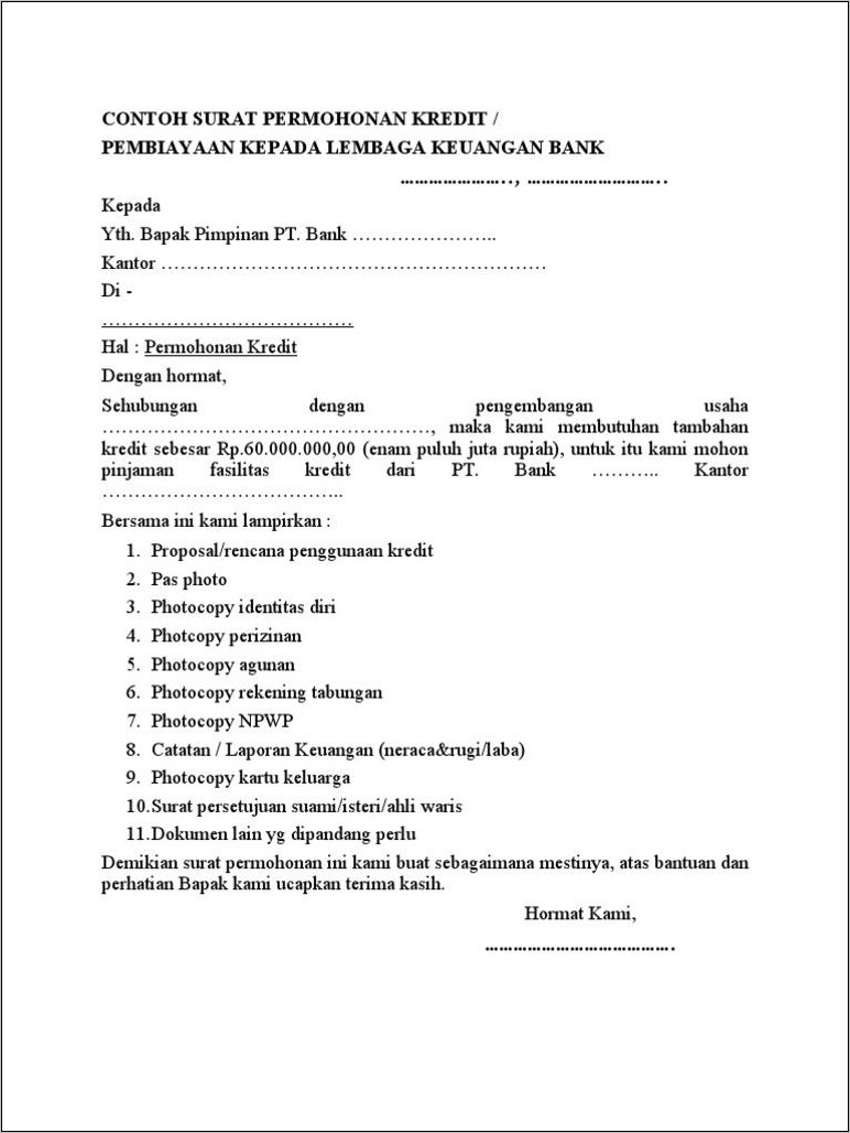 Detail Surat Permohonan Kredit Bank Bni Nomer 5
