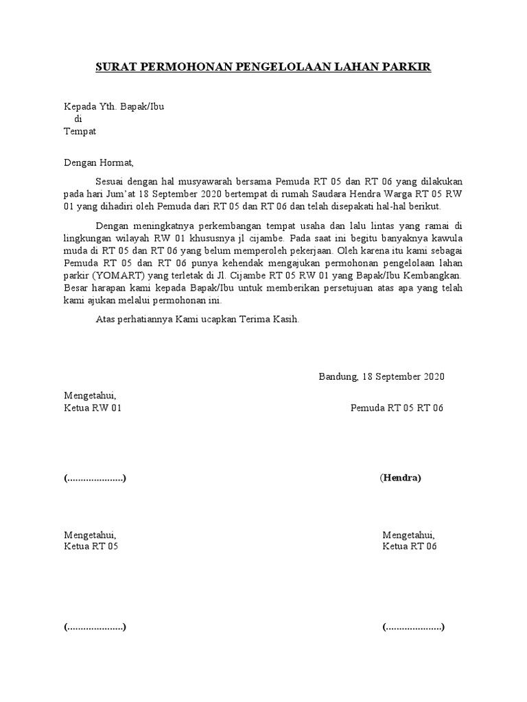 Detail Surat Permohonan Lahan Parkir Ke Dishub Nomer 4