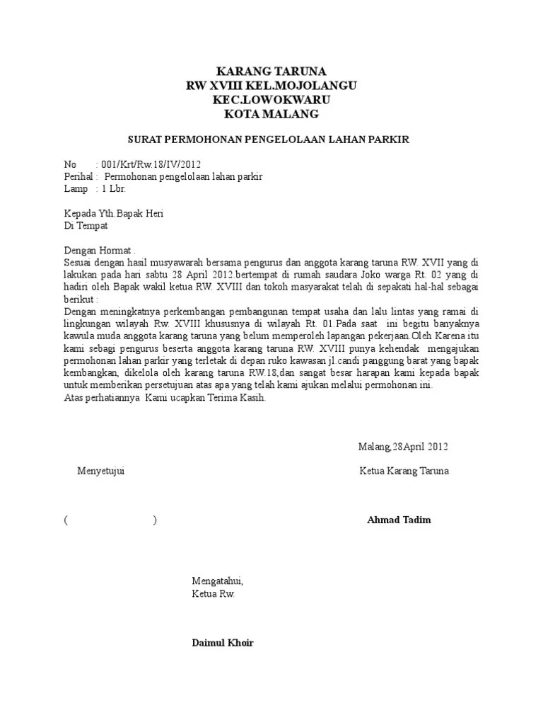 Detail Surat Permohonan Lahan Parkir Ke Dishub Nomer 5