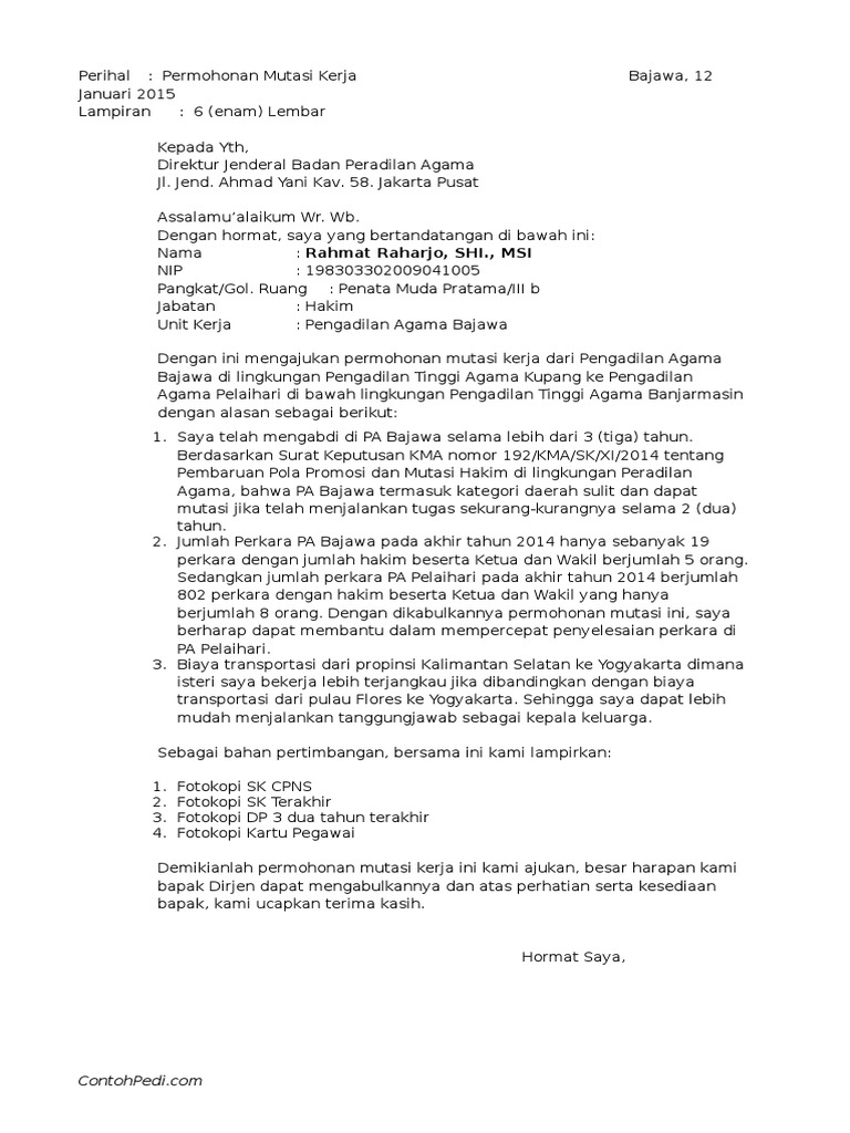 Detail Surat Permohonan Mutasi Nomer 27