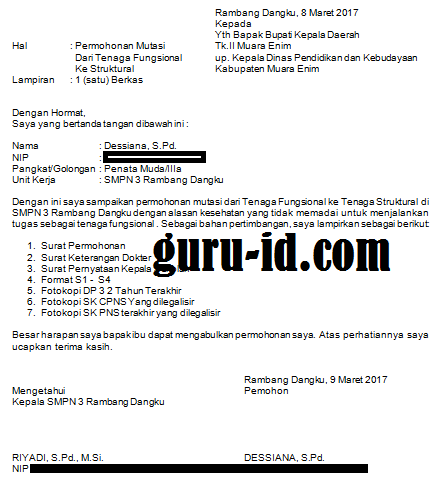 Detail Surat Permohonan Mutasi Guru Nomer 15