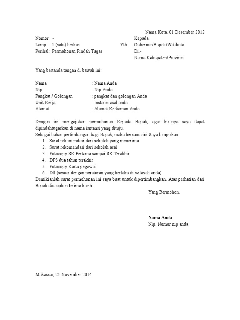 Detail Surat Permohonan Mutasi Guru Nomer 18