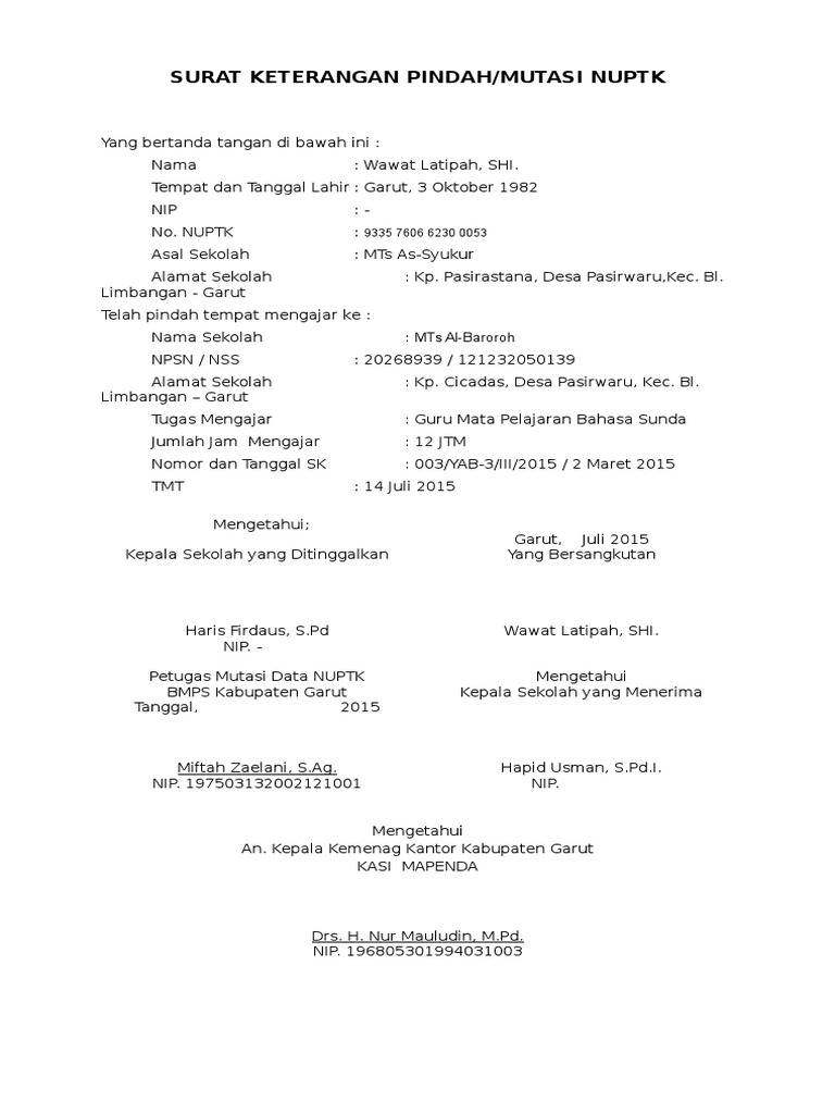 Detail Surat Permohonan Mutasi Guru Nomer 4