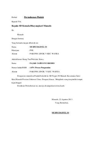 Detail Surat Permohonan Mutasi Guru Nomer 47
