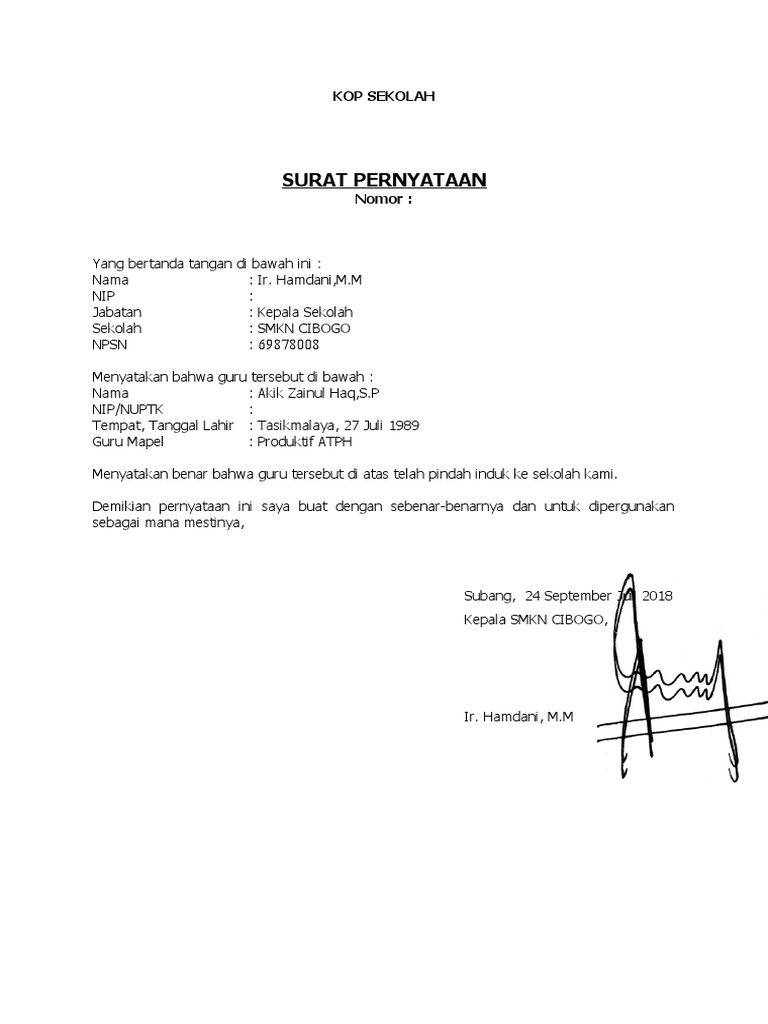 Detail Surat Permohonan Mutasi Guru Nomer 53
