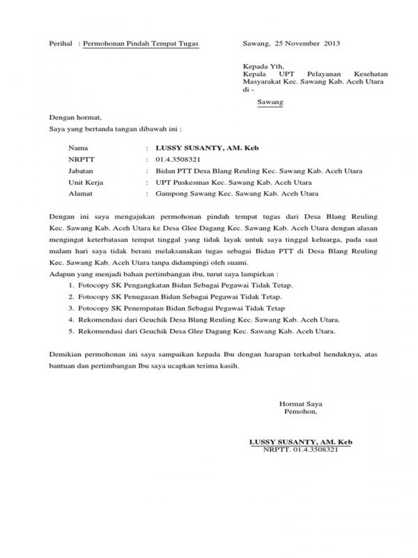 Detail Surat Permohonan Mutasi Pns Nomer 2
