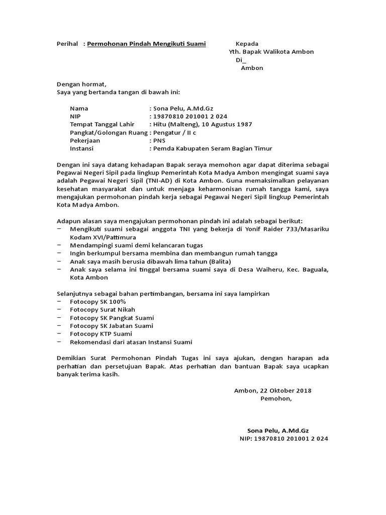 Detail Surat Permohonan Mutasi Pns Nomer 24