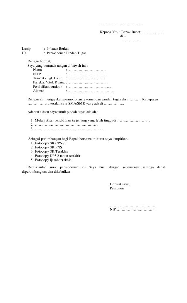 Detail Surat Permohonan Mutasi Pns Nomer 31