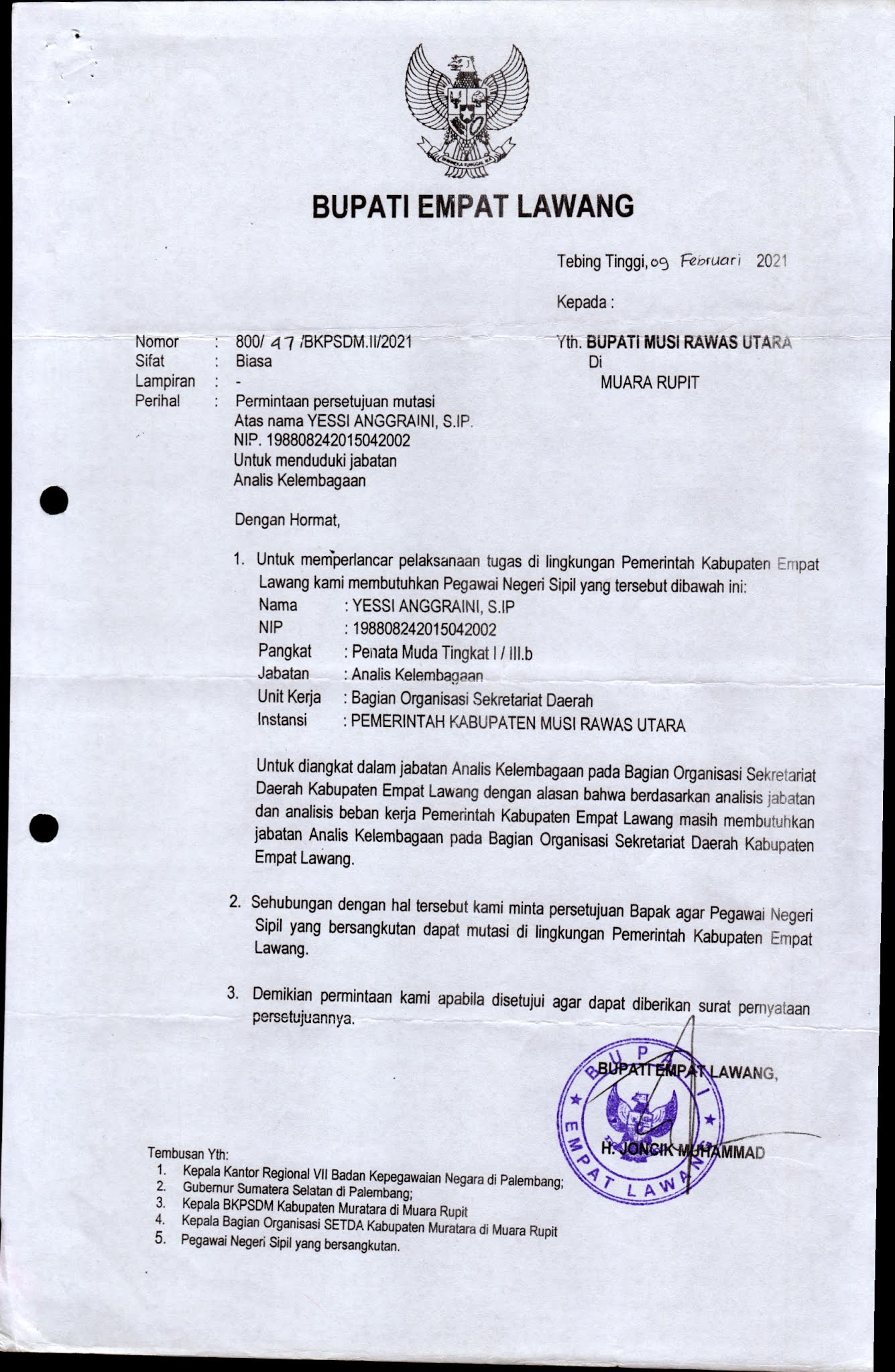 Detail Surat Permohonan Mutasi Pns Nomer 32