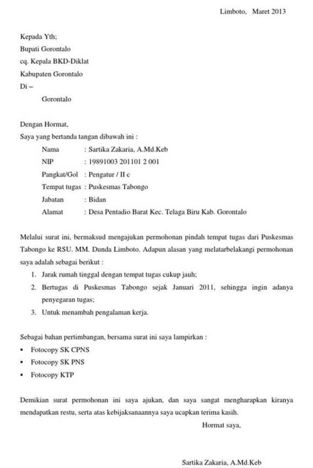 Detail Surat Permohonan Mutasi Pns Nomer 38