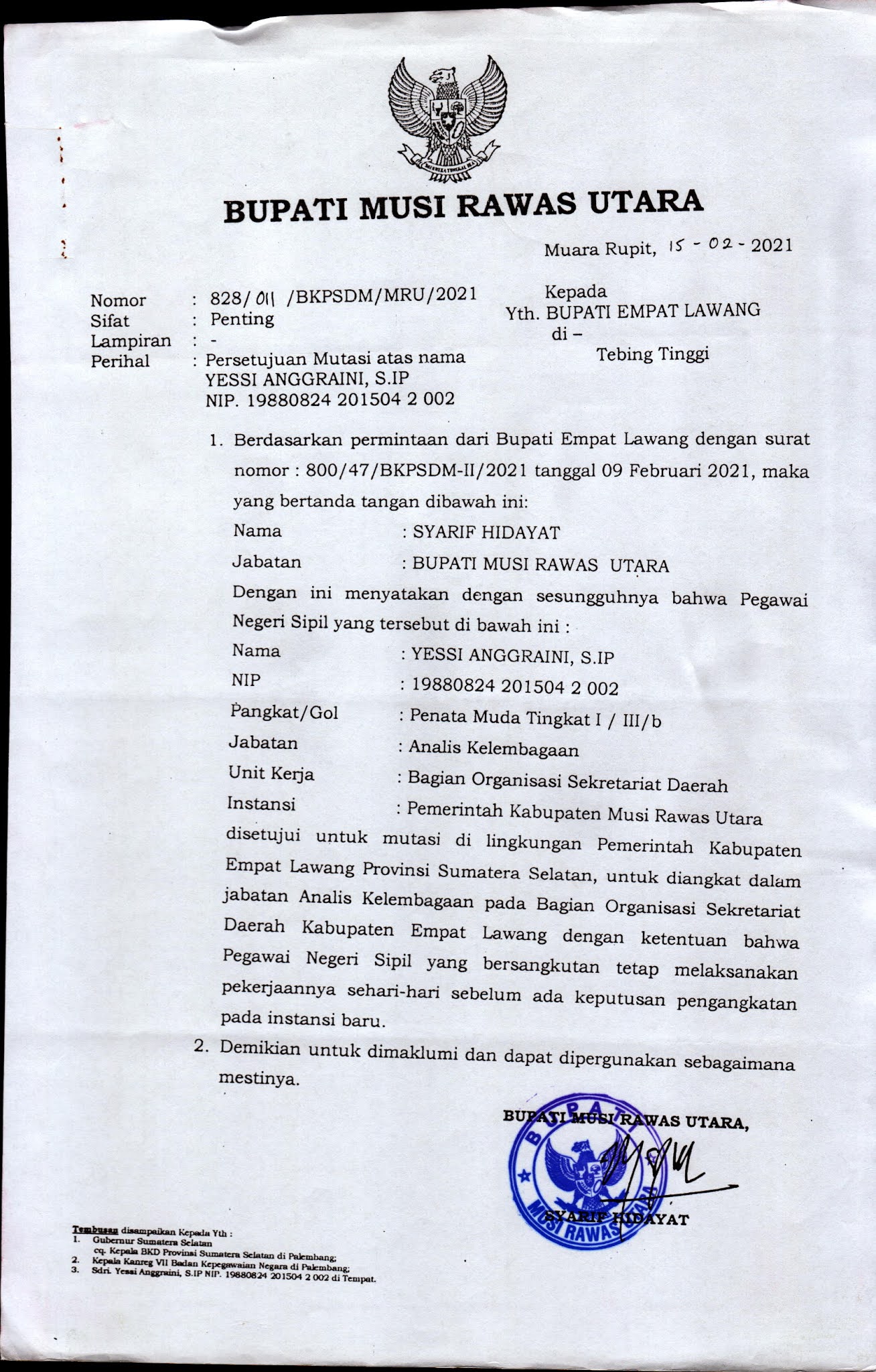 Detail Surat Permohonan Mutasi Pns Nomer 48
