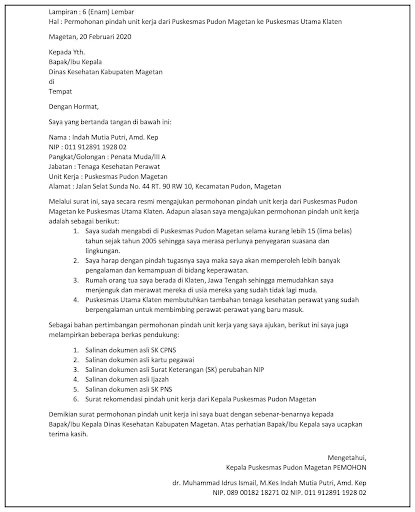Detail Surat Permohonan Mutasi Pns Nomer 52