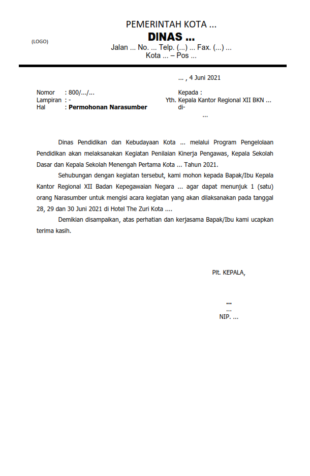 Detail Surat Permohonan Narasumber Koleksi Nomer 17