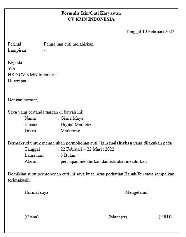 Detail Surat Permohonan Payroll Gaji Nomer 37