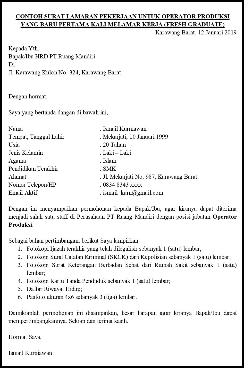 Detail Surat Permohonan Pekerjaan Nomer 27