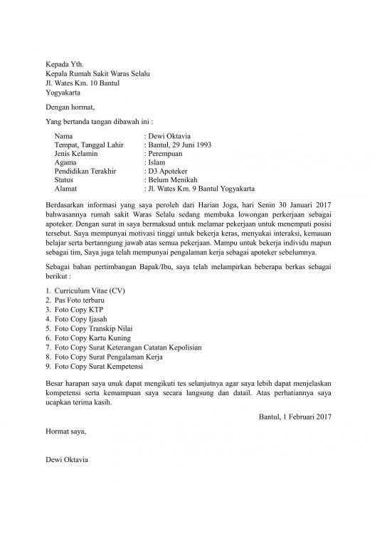 Detail Surat Permohonan Pekerjaan Nomer 47