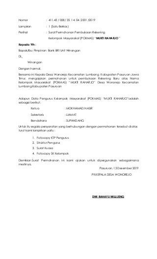 Detail Surat Permohonan Pembuatan Rekening Nomer 48