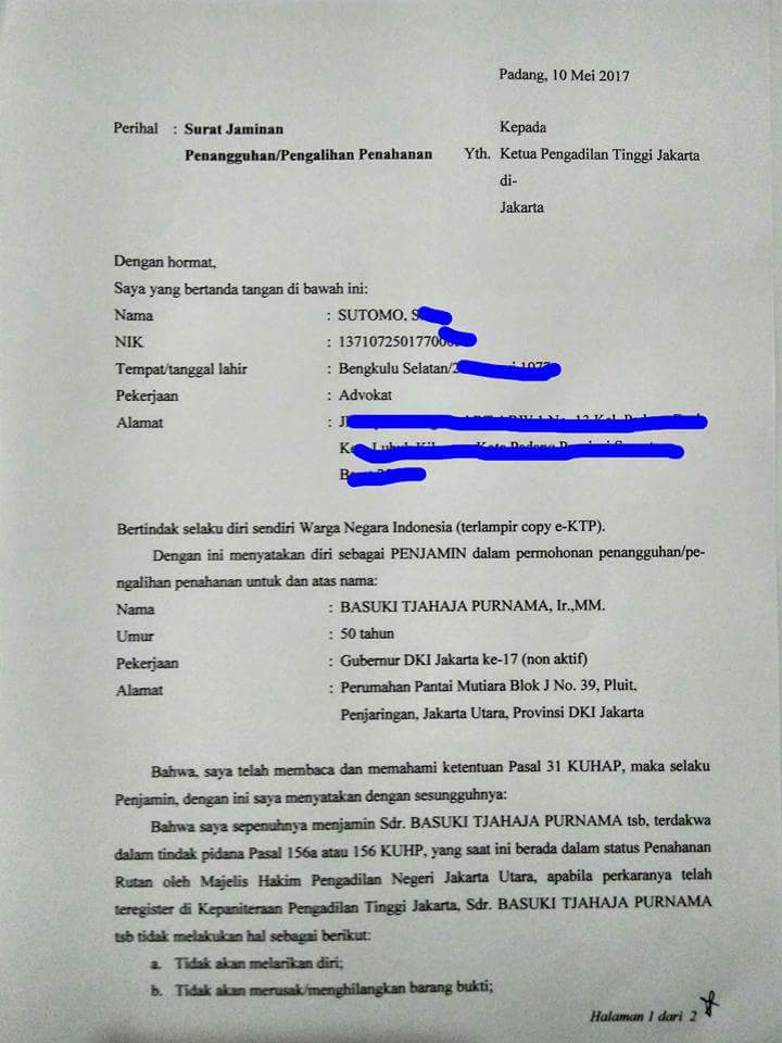 Detail Surat Permohonan Penangguhan Penahanan Nomer 15