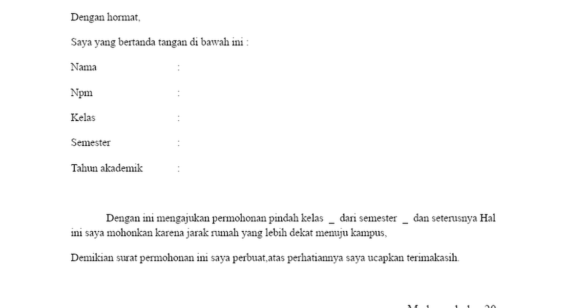 Detail Surat Permohonan Pindah Kampus Nomer 34