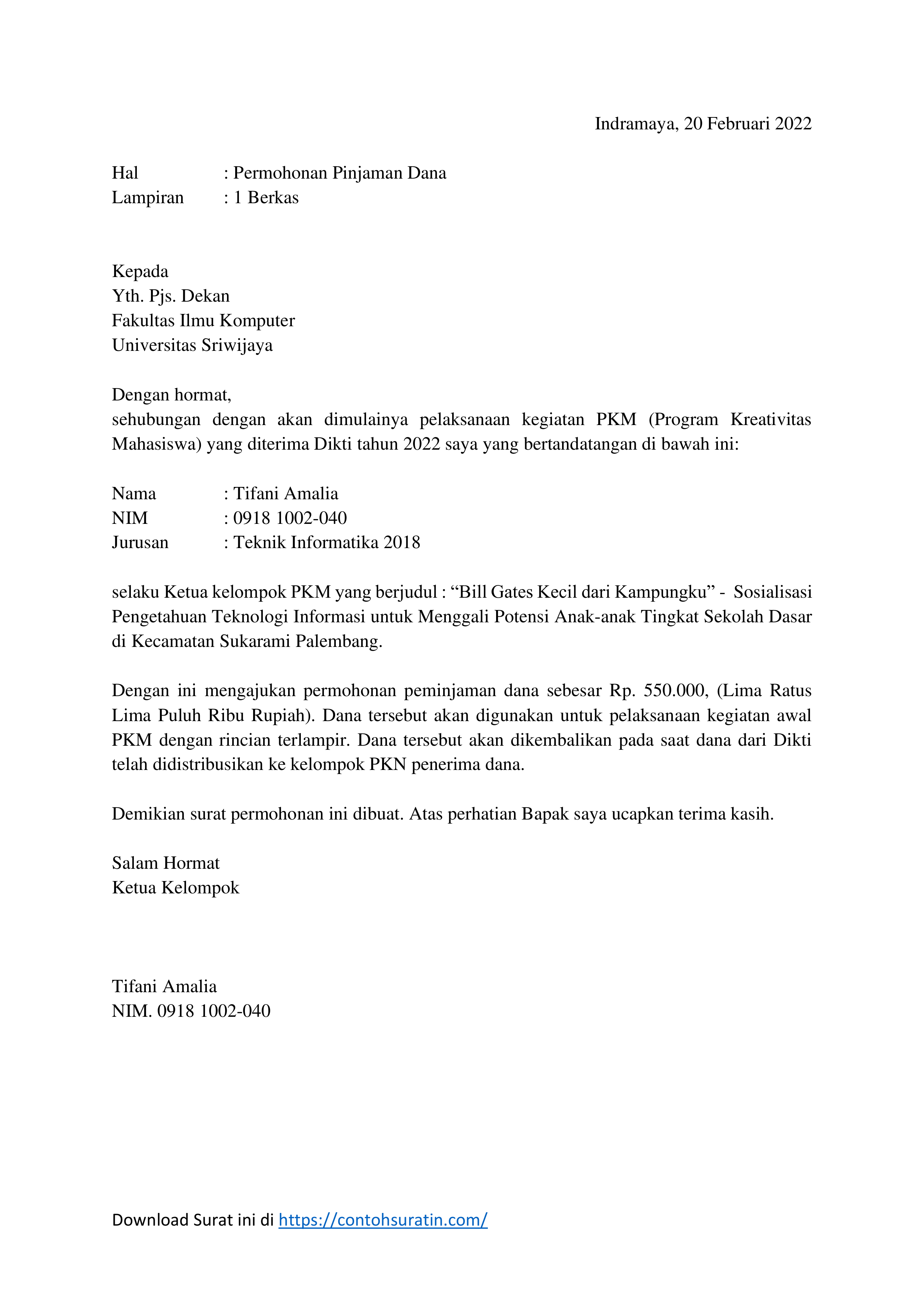 Detail Surat Permohonan Pinjaman Nomer 14