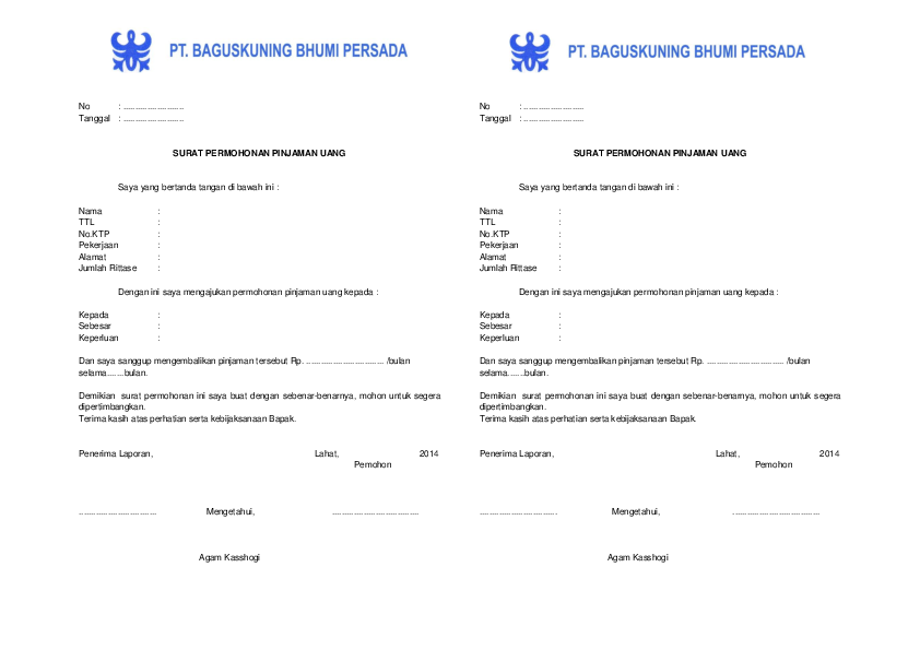 Detail Surat Permohonan Pinjaman Peribadi Nomer 47