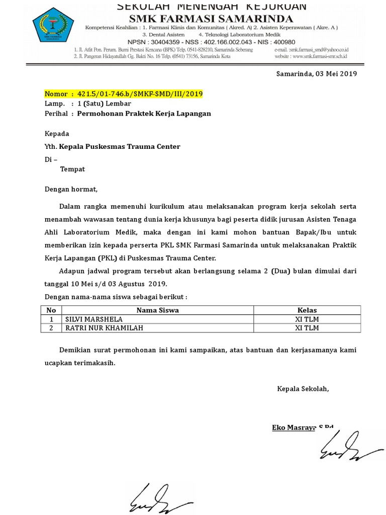 Download Surat Permohonan Pkl Nomer 8