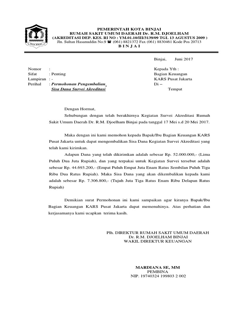 Surat Permohonan Refund - KibrisPDR
