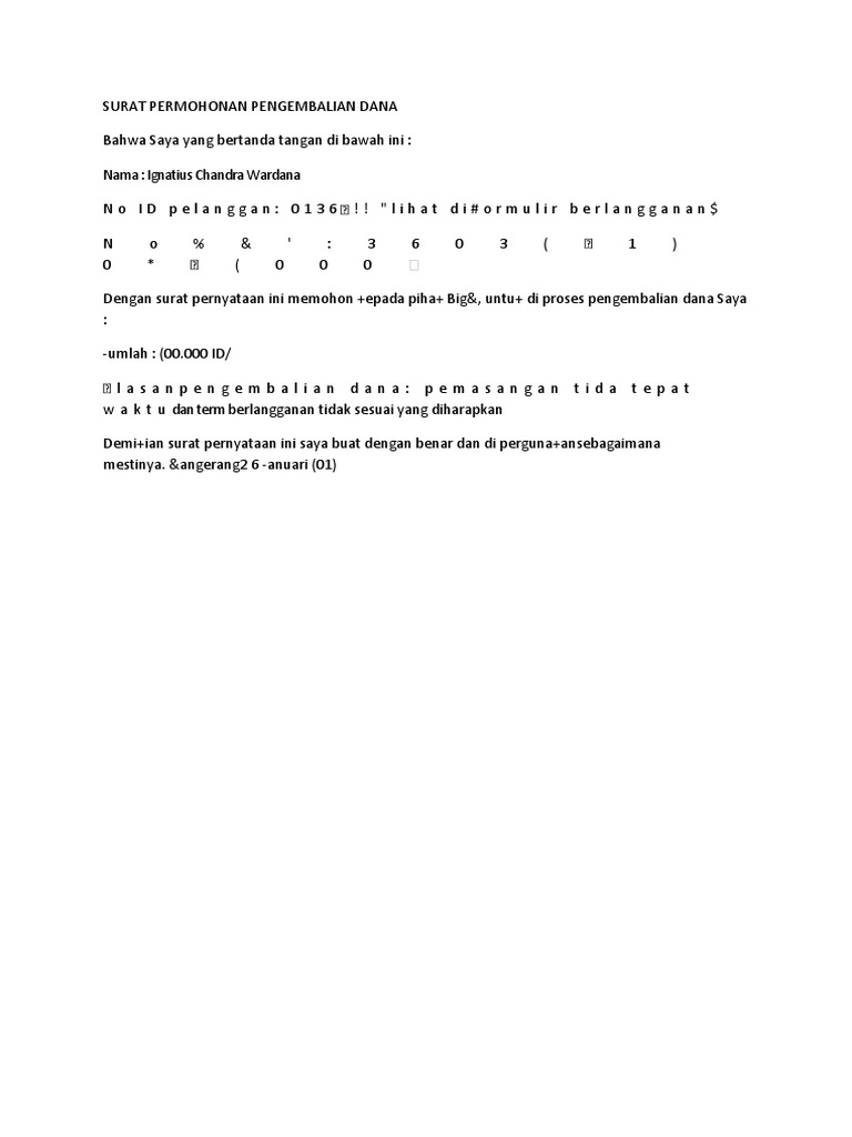 Detail Surat Permohonan Refund Nomer 14