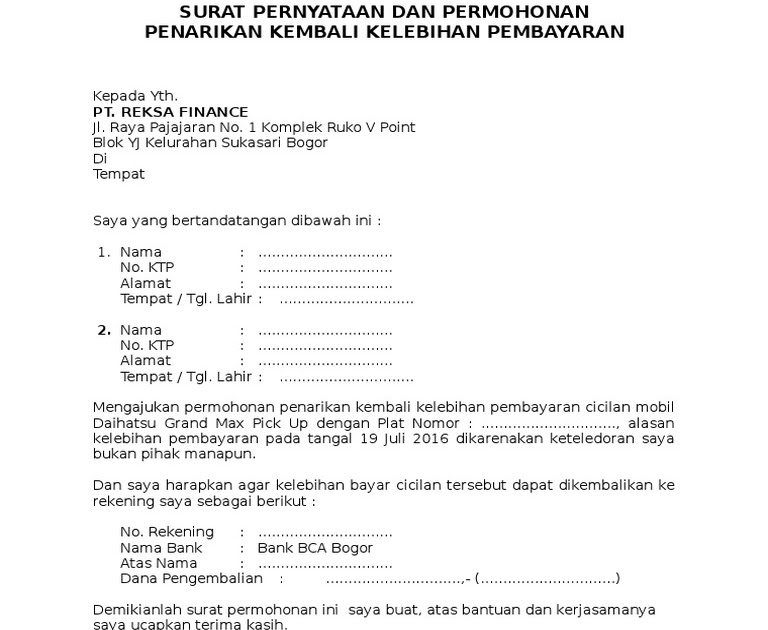 Detail Surat Permohonan Refund Nomer 15