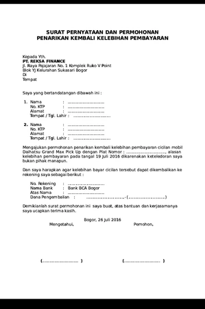 Detail Surat Permohonan Refund Nomer 16