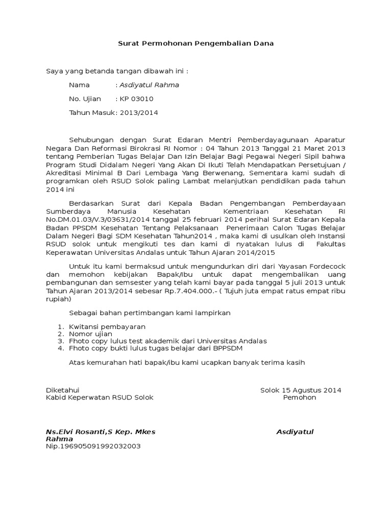 Detail Surat Permohonan Refund Nomer 3