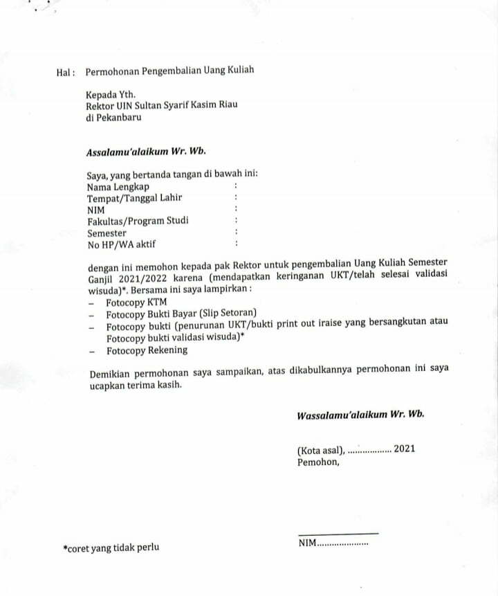 Detail Surat Permohonan Refund Nomer 21