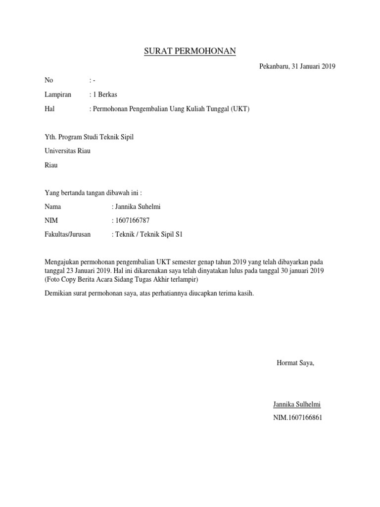 Detail Surat Permohonan Refund Nomer 6