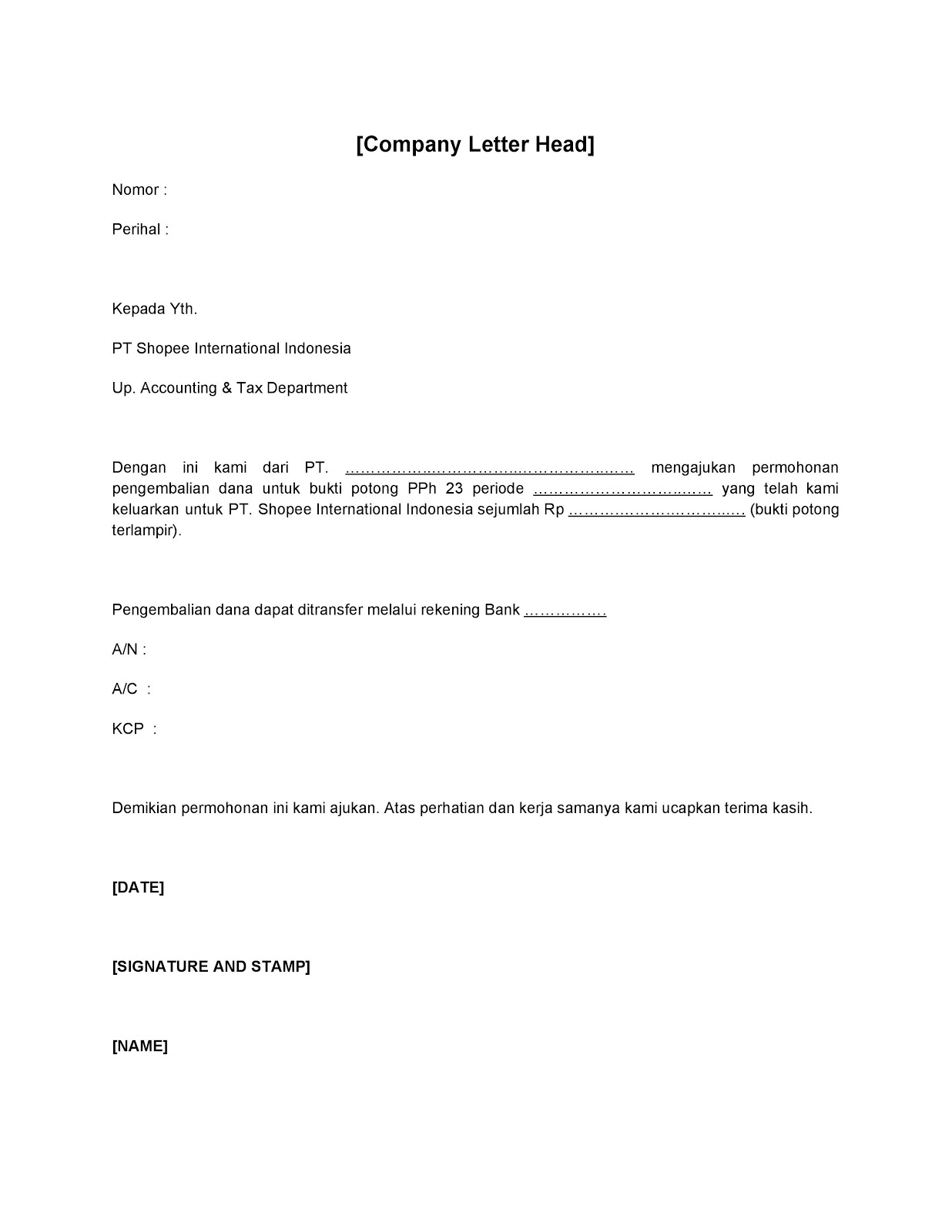 Detail Surat Permohonan Refund Nomer 43