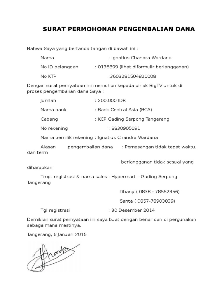 Detail Surat Permohonan Refund Nomer 7