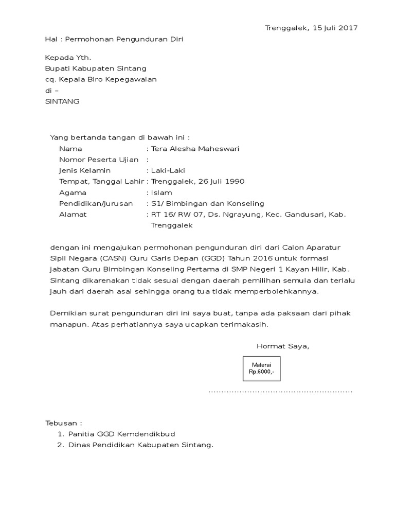 Detail Surat Permohonan Resign Nomer 23