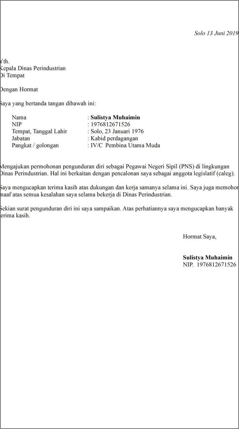 Detail Surat Permohonan Resign Nomer 43