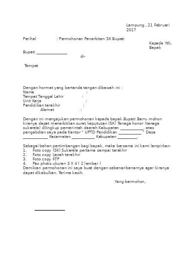 Detail Surat Permohonan Sk Nomer 26