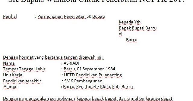 Detail Surat Permohonan Sk Nomer 41