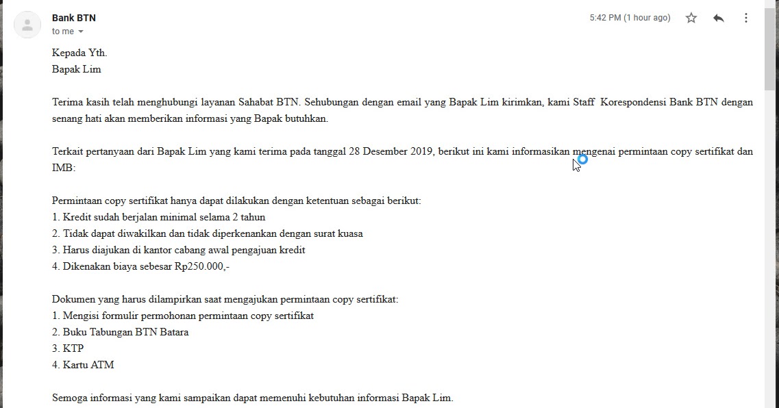 Detail Surat Permohonan Take Over Kredit Bank Nomer 30