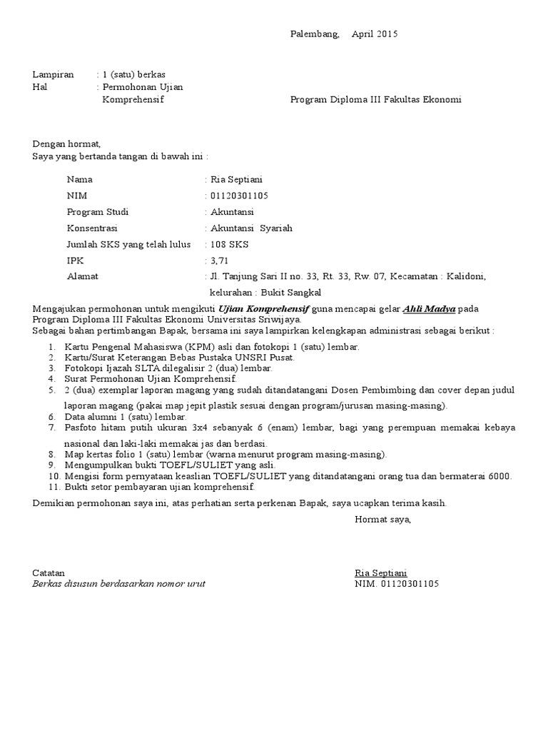 Detail Surat Permohonan Ujian Nomer 40