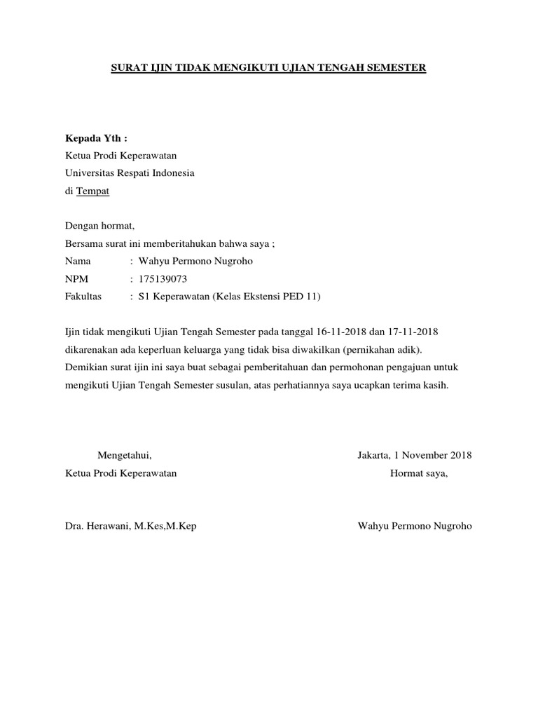 Detail Surat Permohonan Ujian Susulan Koleksi Nomer 6